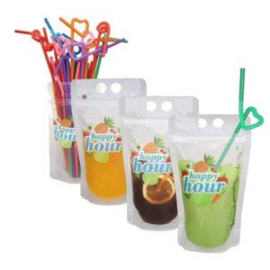 Reusable Drink Pouch 25 Drink Pouches with Straws